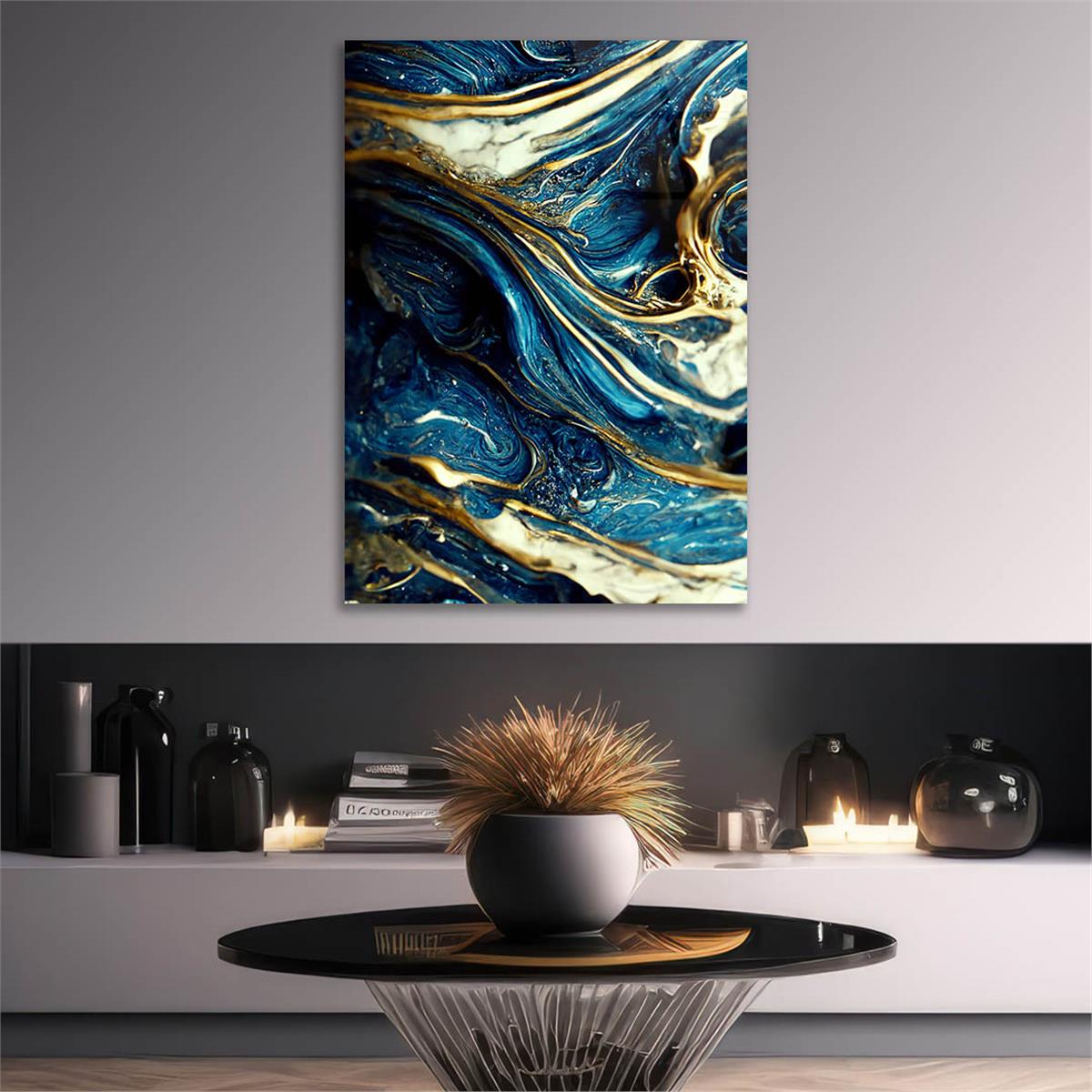 Dikey Sanat Temalı Cam Tablo 557