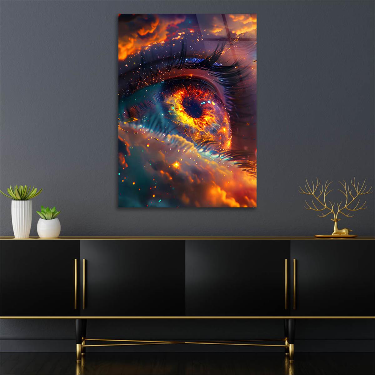 Dikey Sanat Temalı Cam Tablo 467