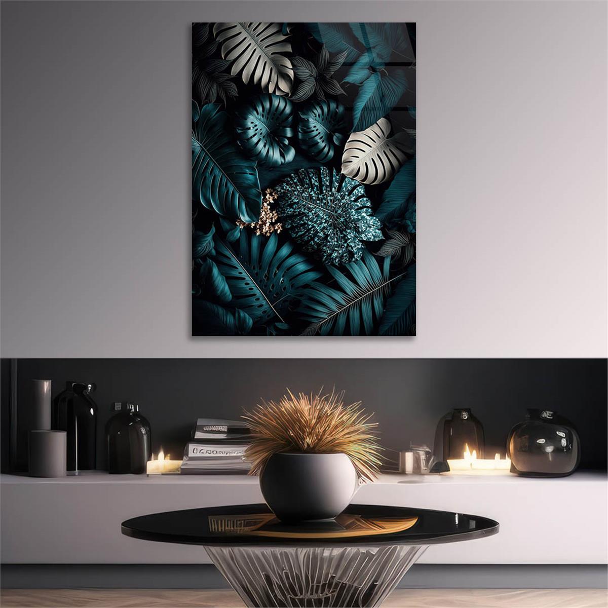 Dikey Sanat Temalı Cam Tablo 504