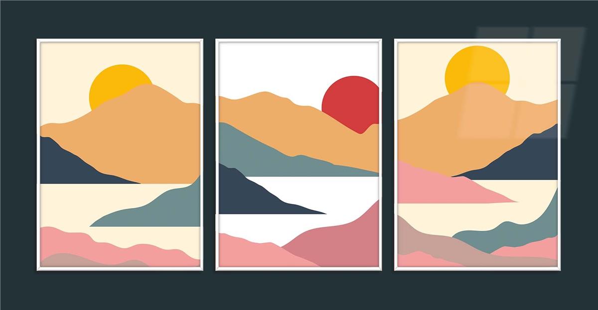 Alüminyum Çerçeveli Sanat Temalı 3lü Set MDF Tablo 0027