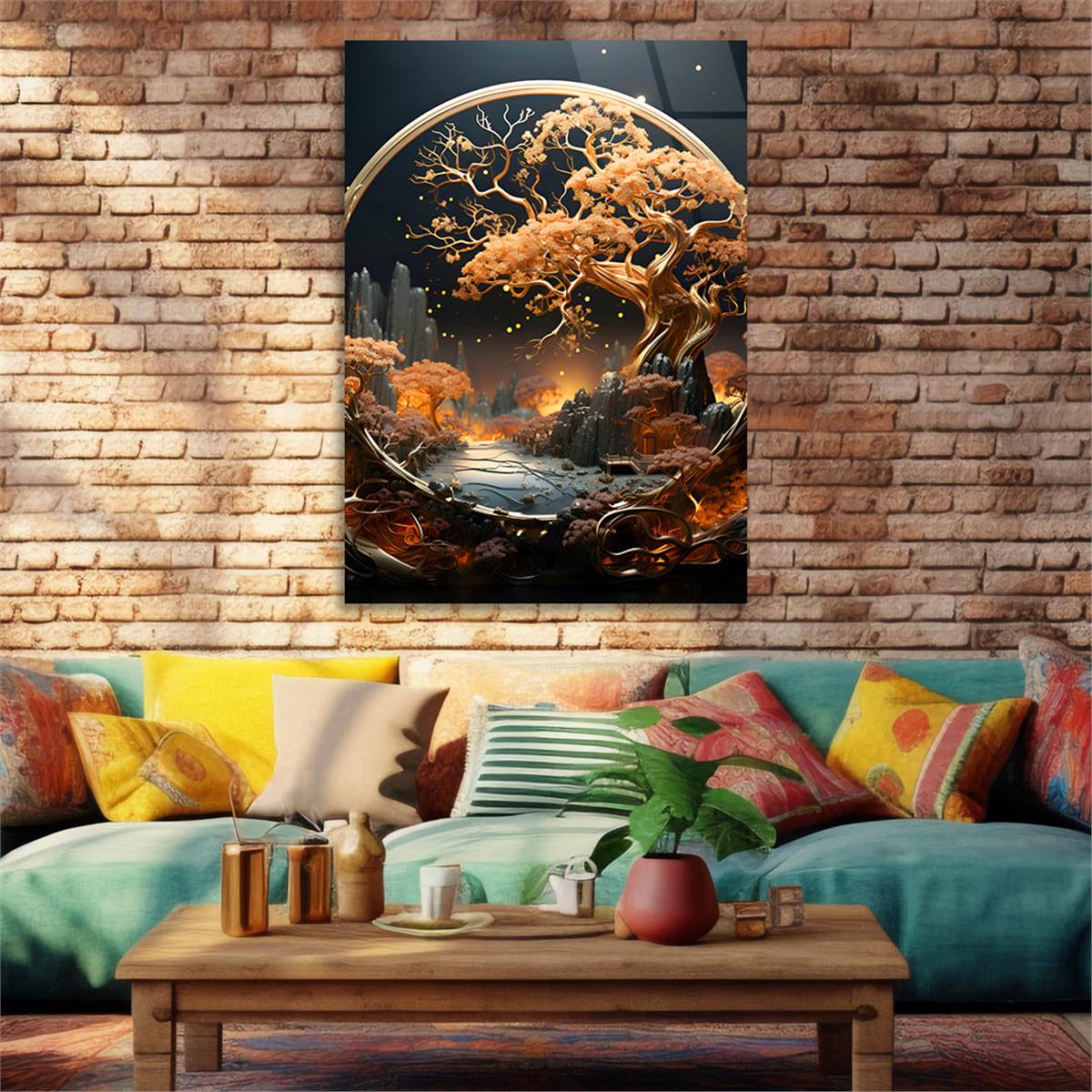 Dikey Doğa Temalı Cam Tablo 392