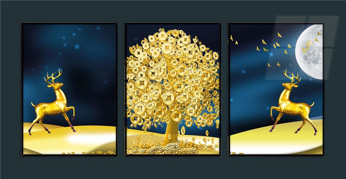 Alüminyum Çerçeveli Sanat Temalı 3lü Set MDF Tablo 0075