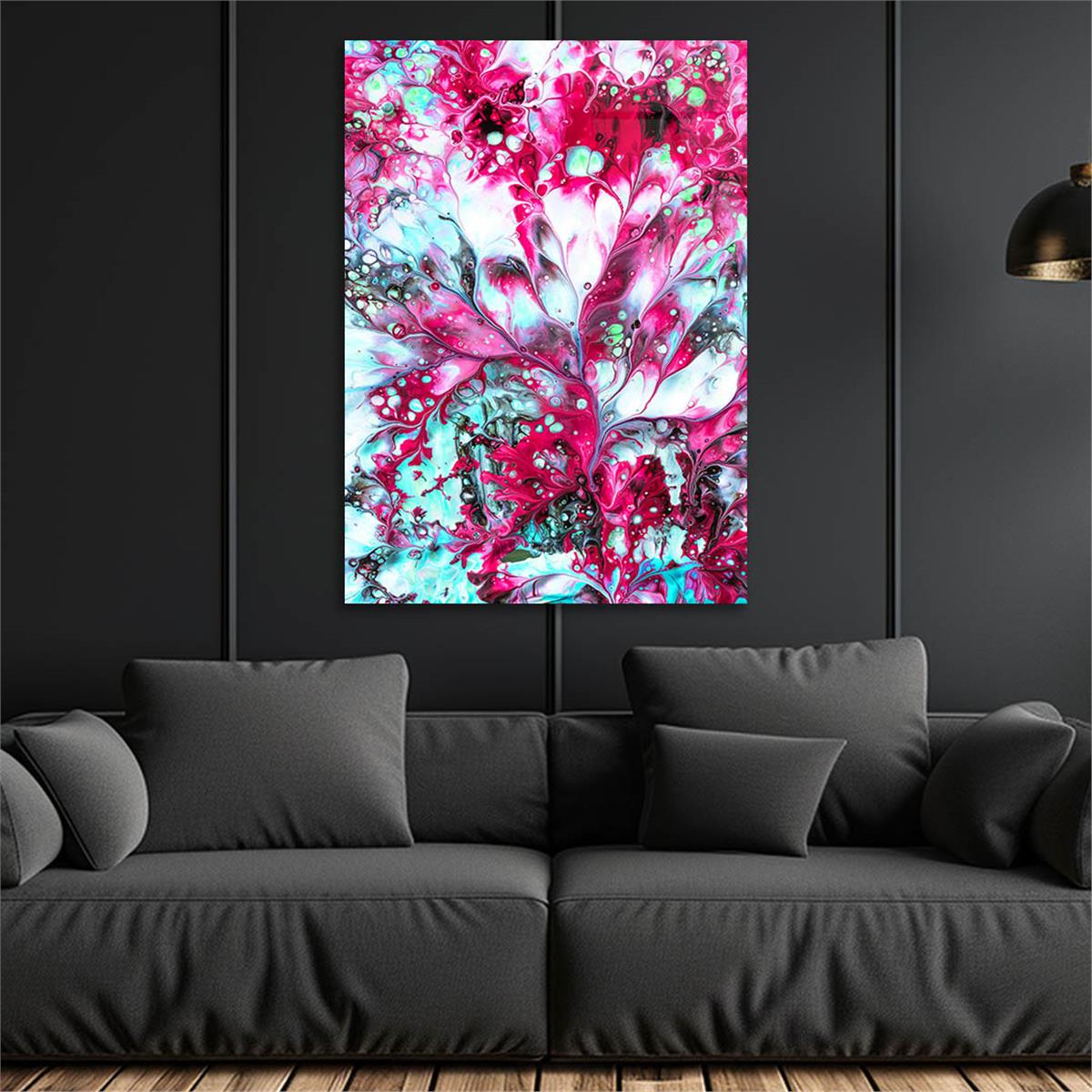 Dikey Sanat Temalı Cam Tablo 553