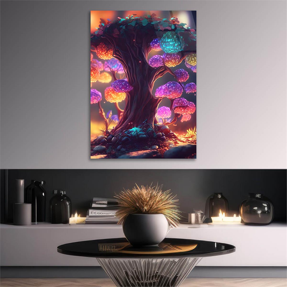 Dikey Sanat Temalı Cam Tablo 466