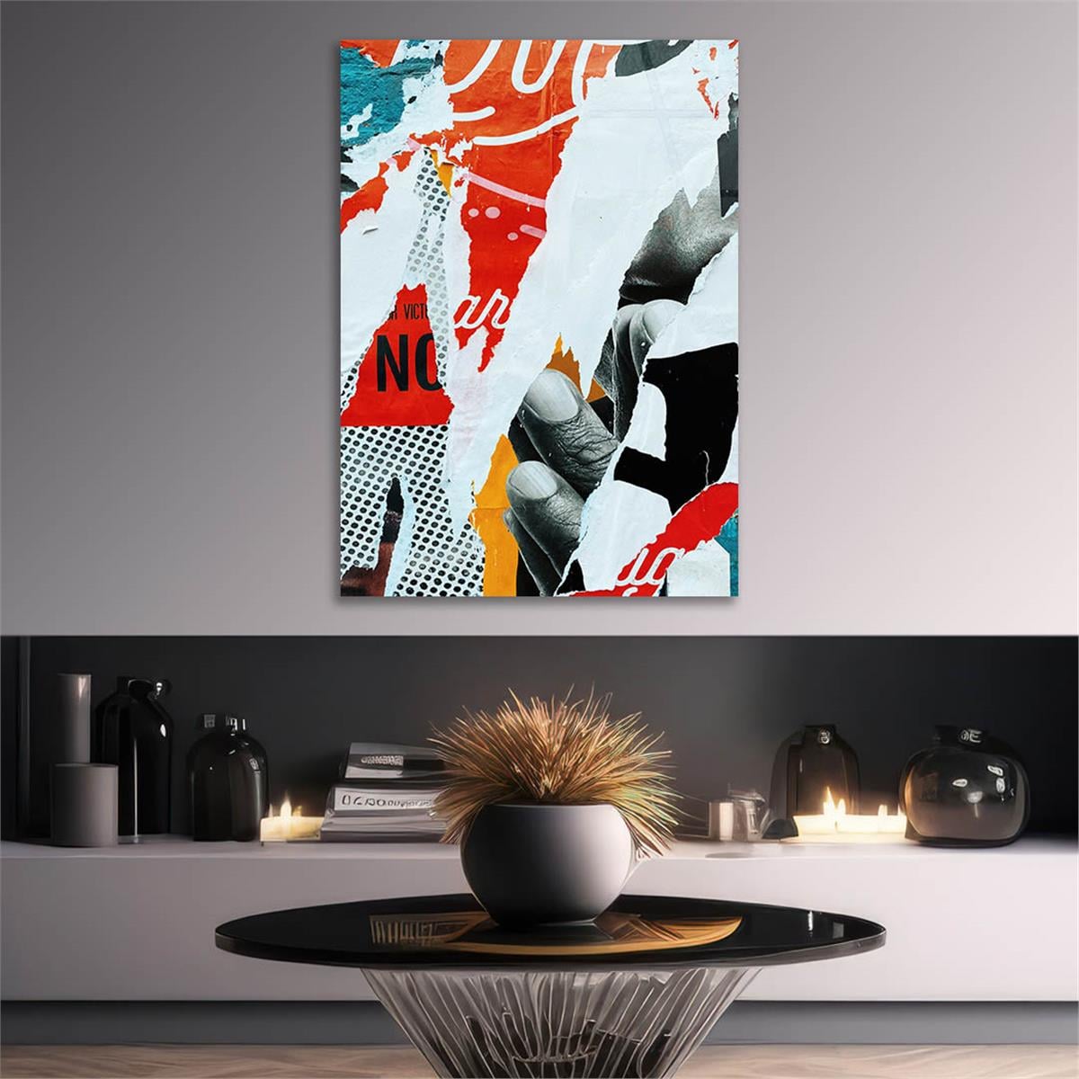 Dikey Sanat Temalı Cam Tablo 489