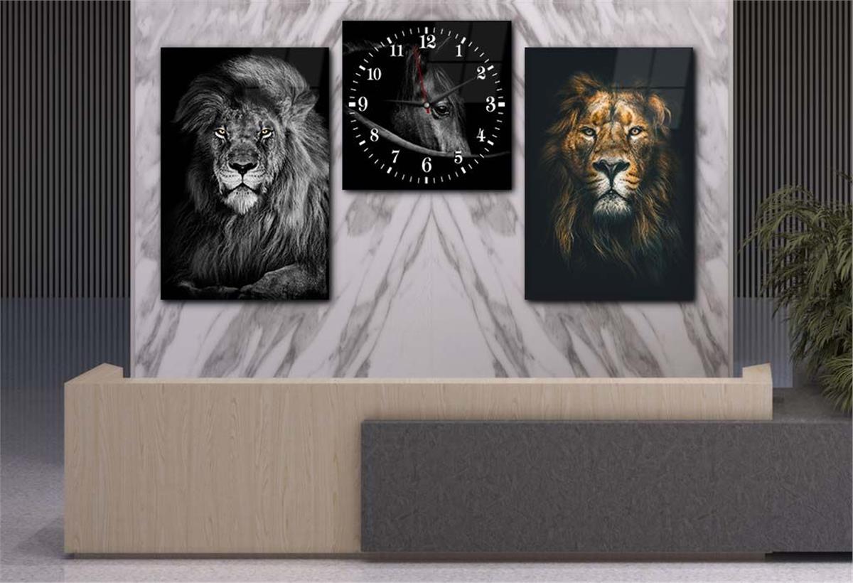 SANAT TEMALI CAM TABLO SAAT SETİ 