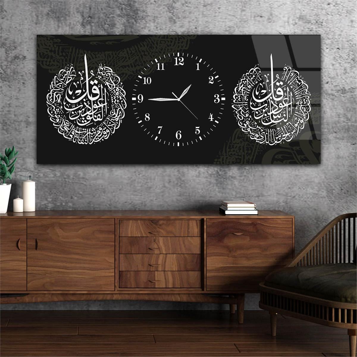 Horizontaal, in Het Midden Voorzien Van Een Klok, Religieus Thema Gehard Glasschilderij 070