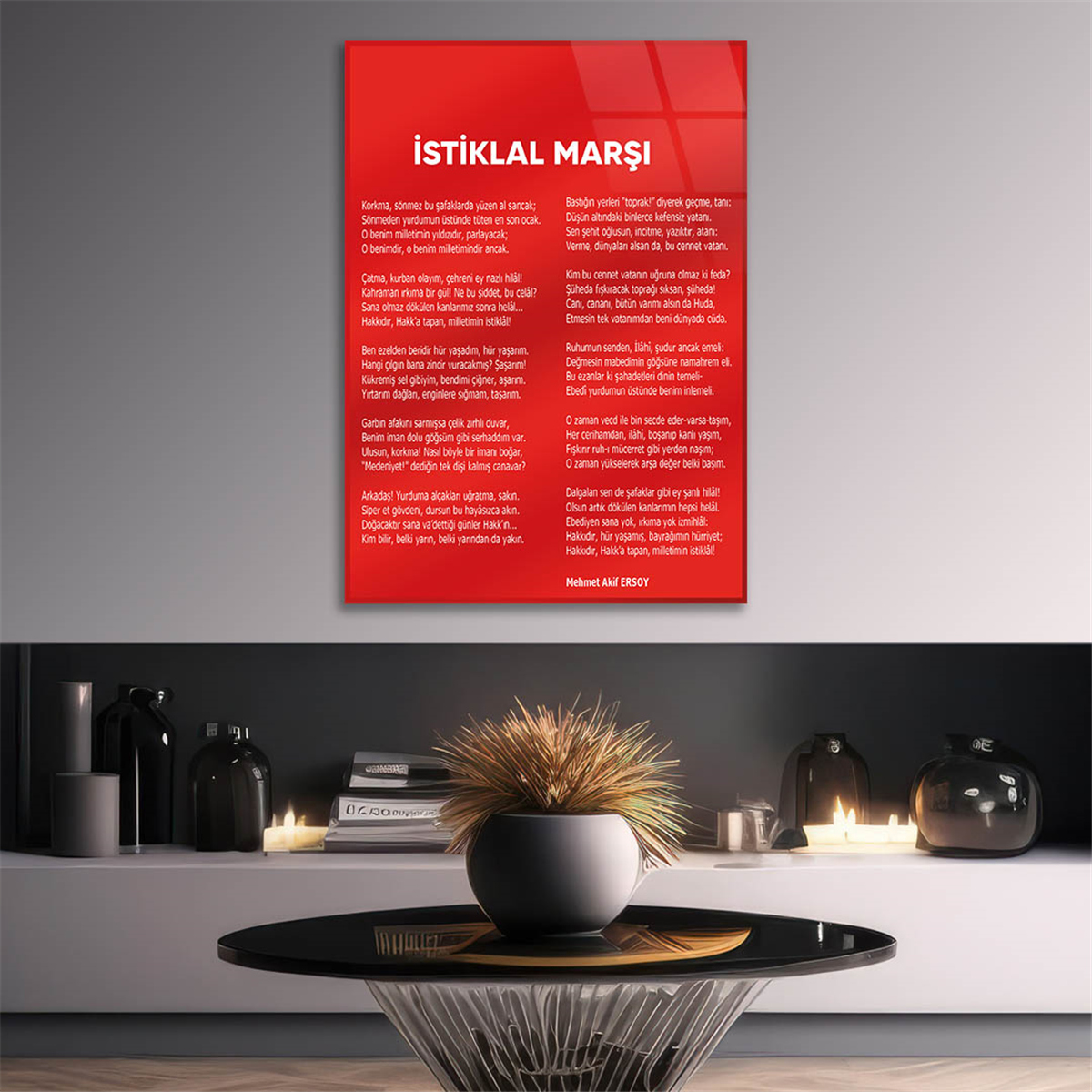 Turkish National Anthem Tempered Glass Wall Art 