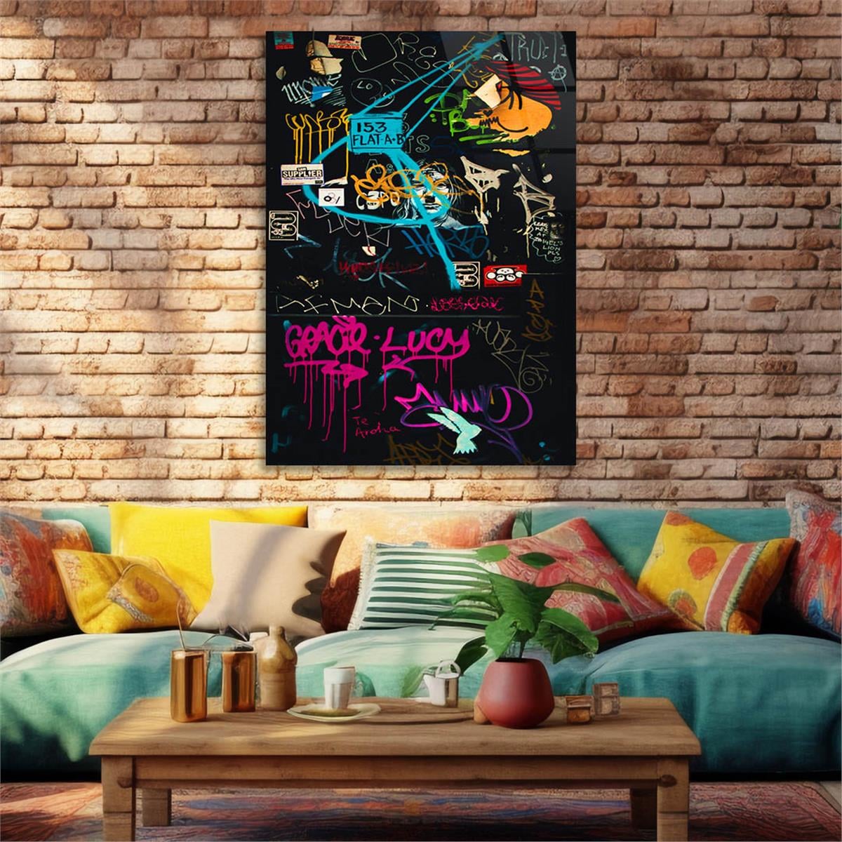 Dikey Sanat Temalı Cam Tablo 536