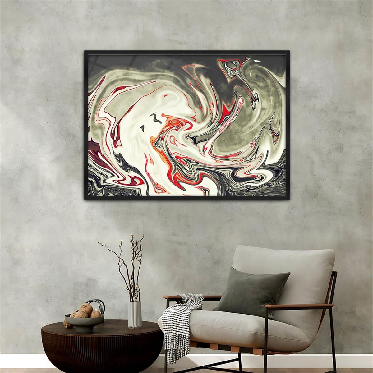 Aluminum-Framed Art-Themed Tempered Glass Wall Art 027