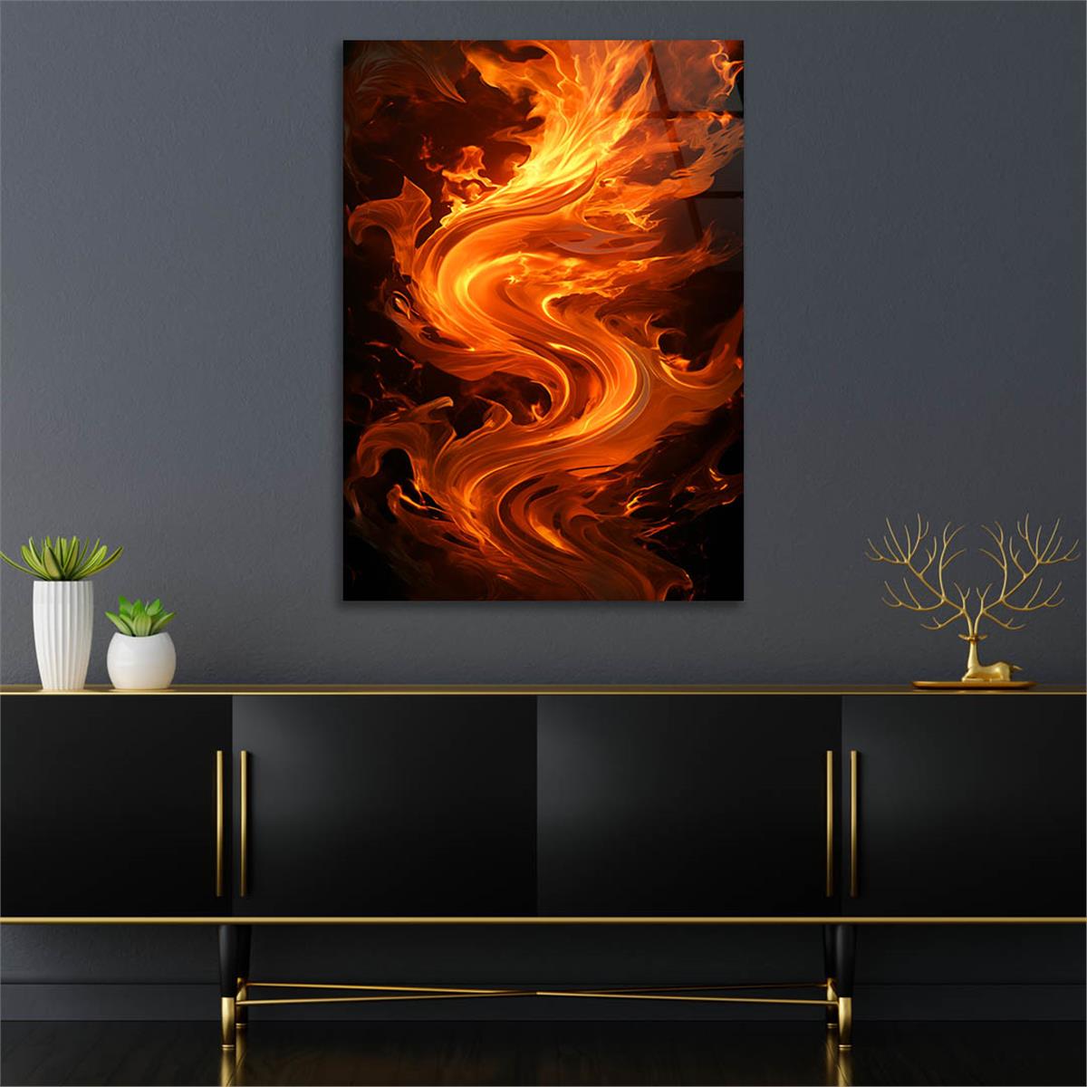 Dikey Sanat Temalı Cam Tablo 587