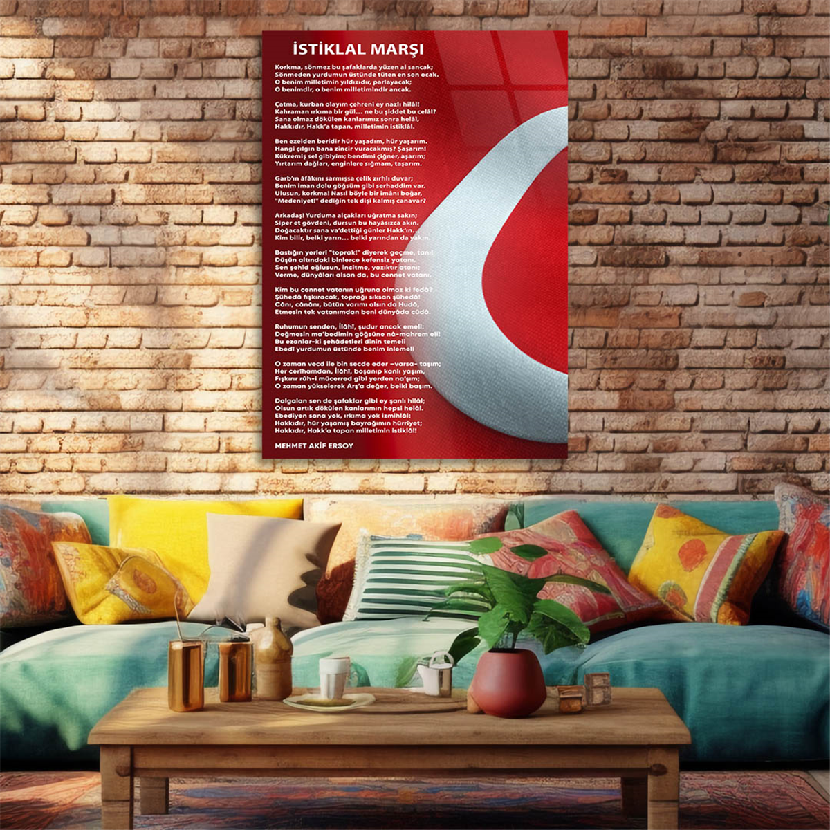 Turkish National Anthem Tempered Glass Wall Art 