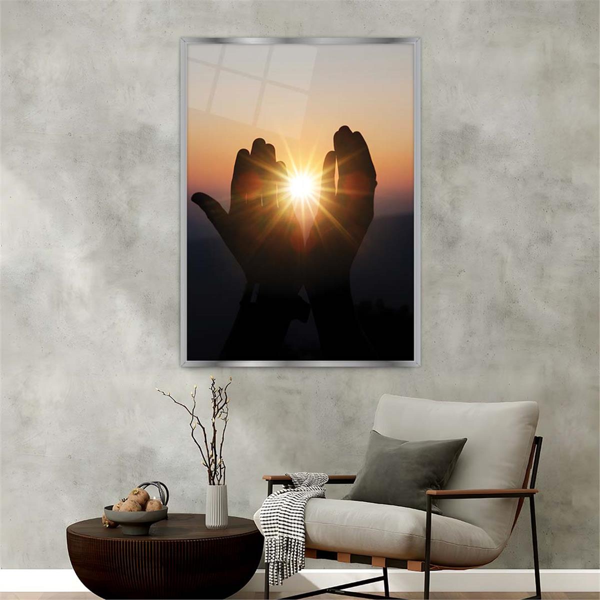 Tableau en verre à thème religieux avec cadre en aluminium  050