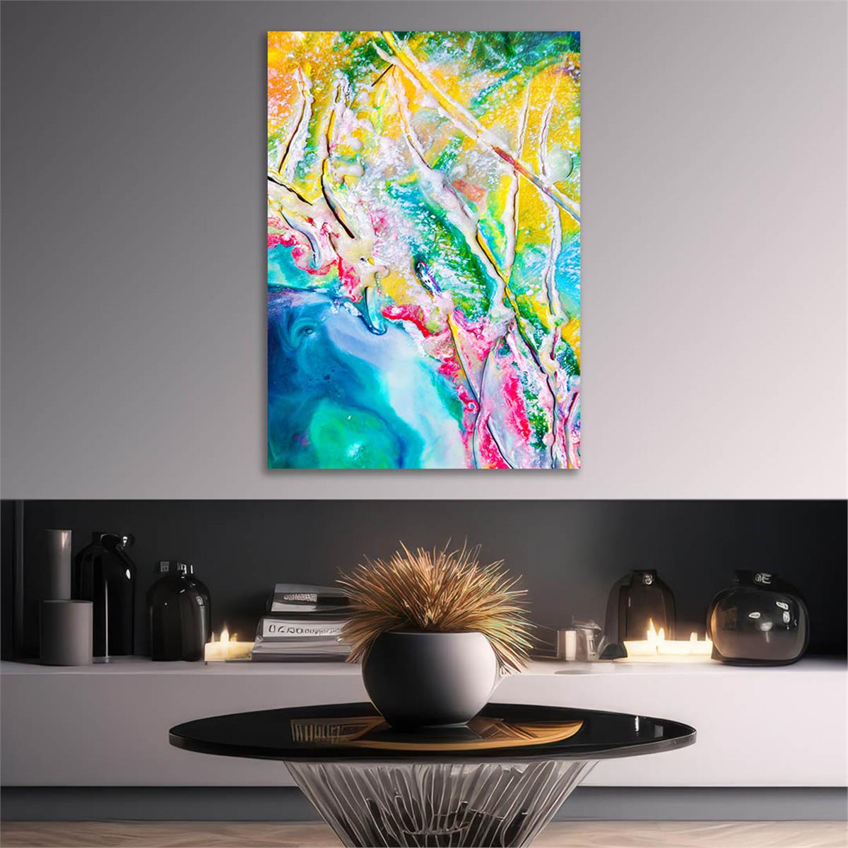 Dikey Sanat Temalı Cam Tablo 405