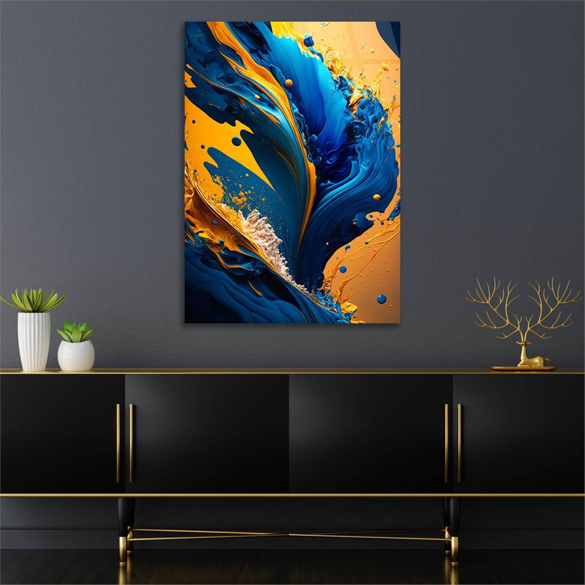 Dikey Sanat Temalı Cam Tablo 433