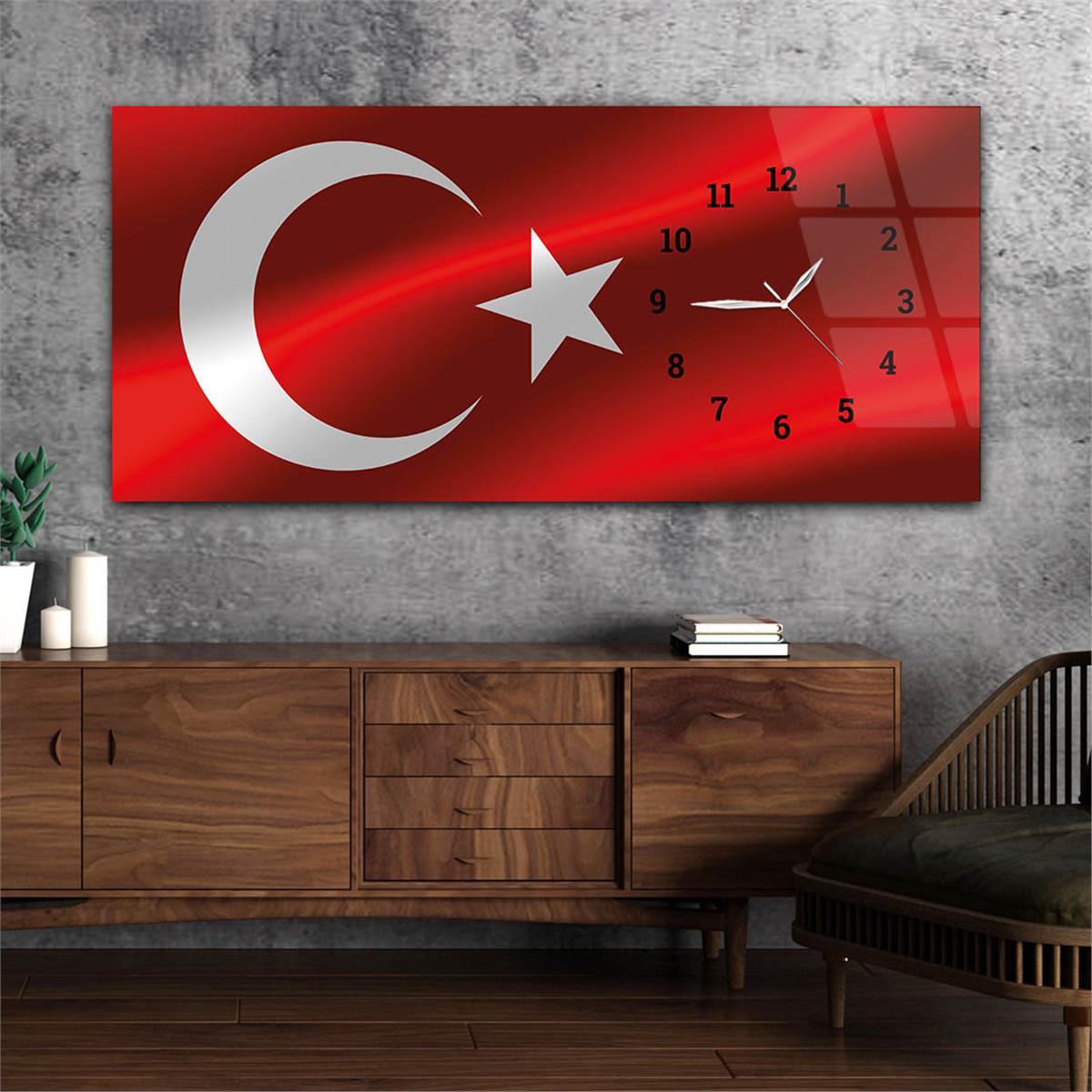Side-Clock, Homeland-Themed Horizontal Glass Wall Painting 003