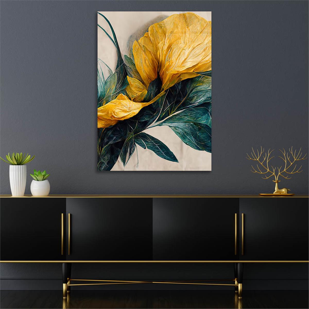 Dikey Sanat Temalı Cam Tablo 461