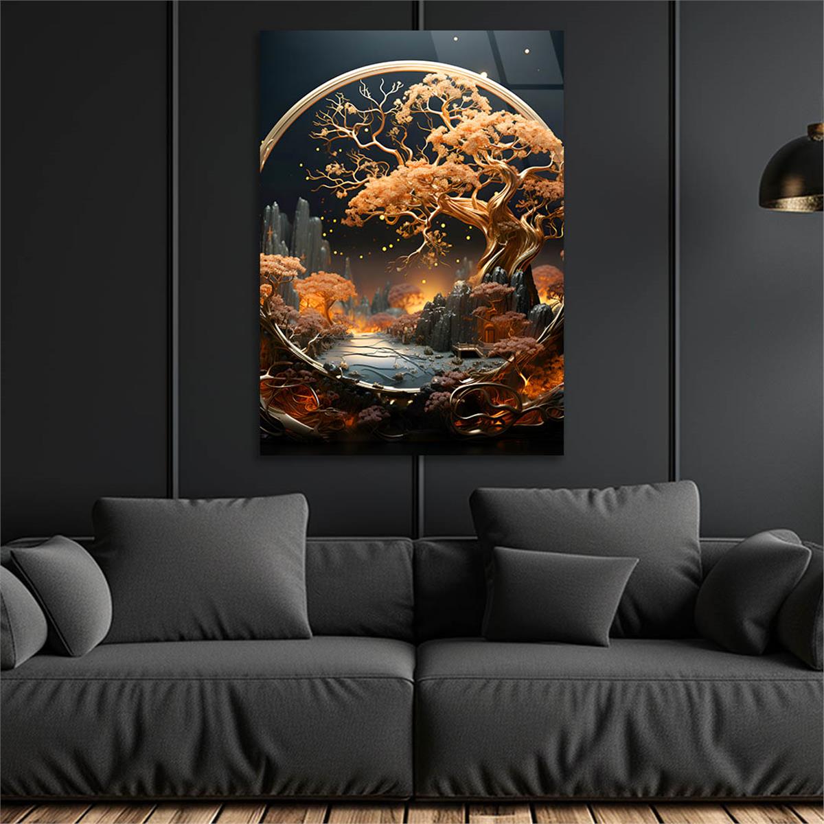 Dikey Doğa Temalı Cam Tablo 392