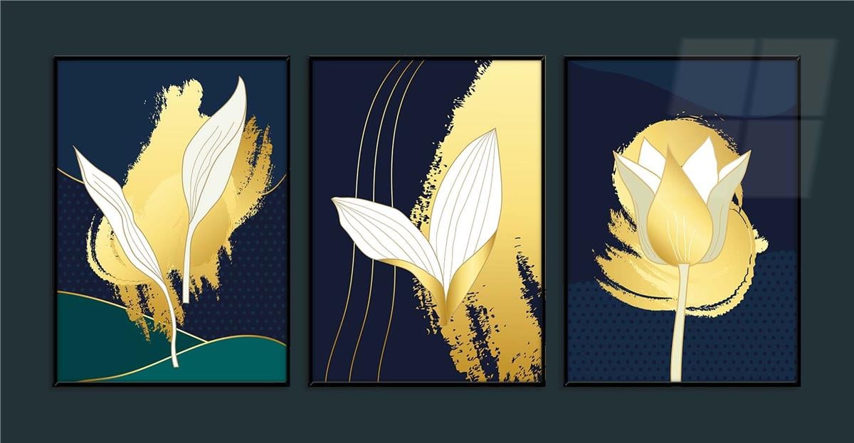 Alüminyum Çerçeveli Sanat Temalı 3lü Set MDF Tablo 0006