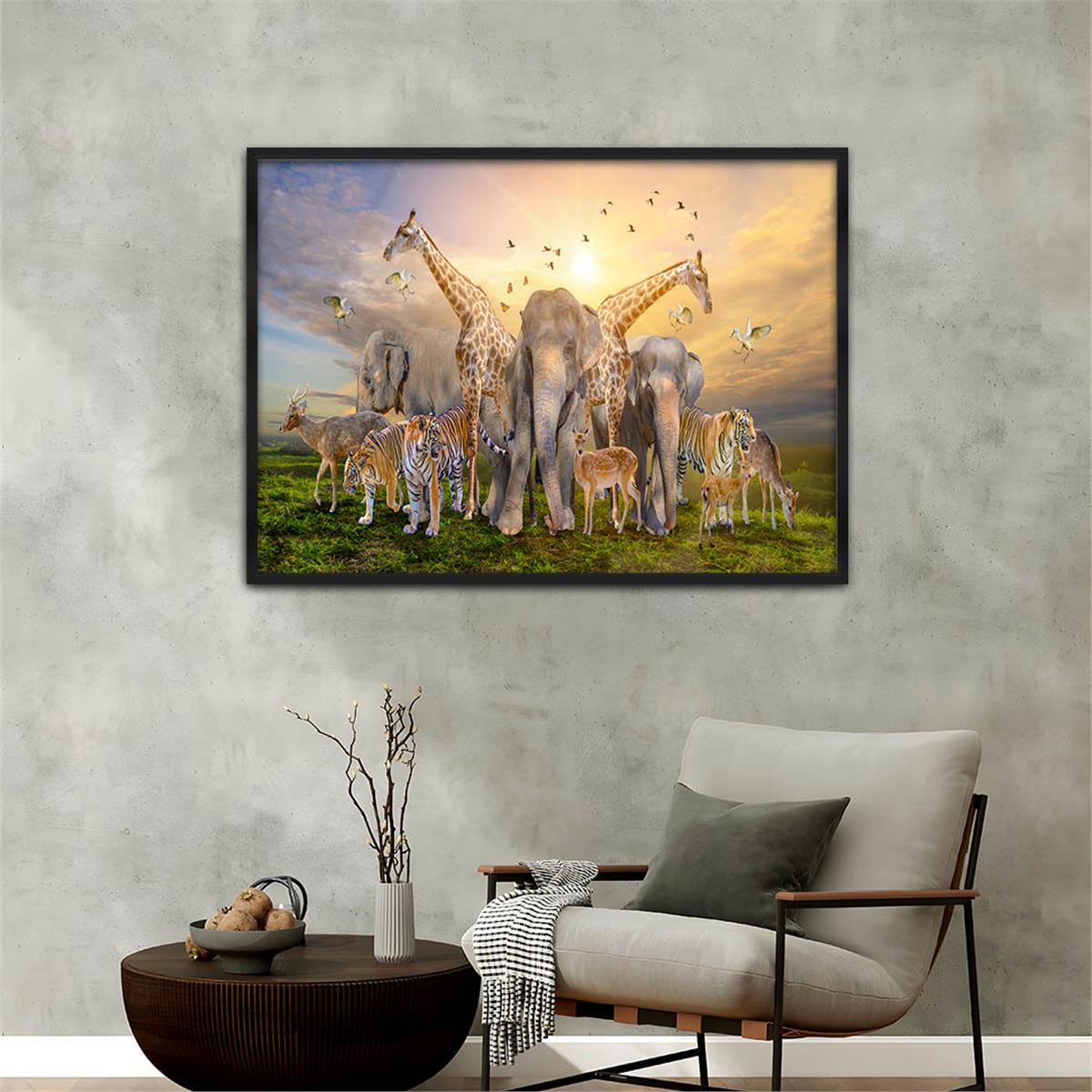 Aluminum-Framed Natured-Themed Tempered Glass Wall Art 075