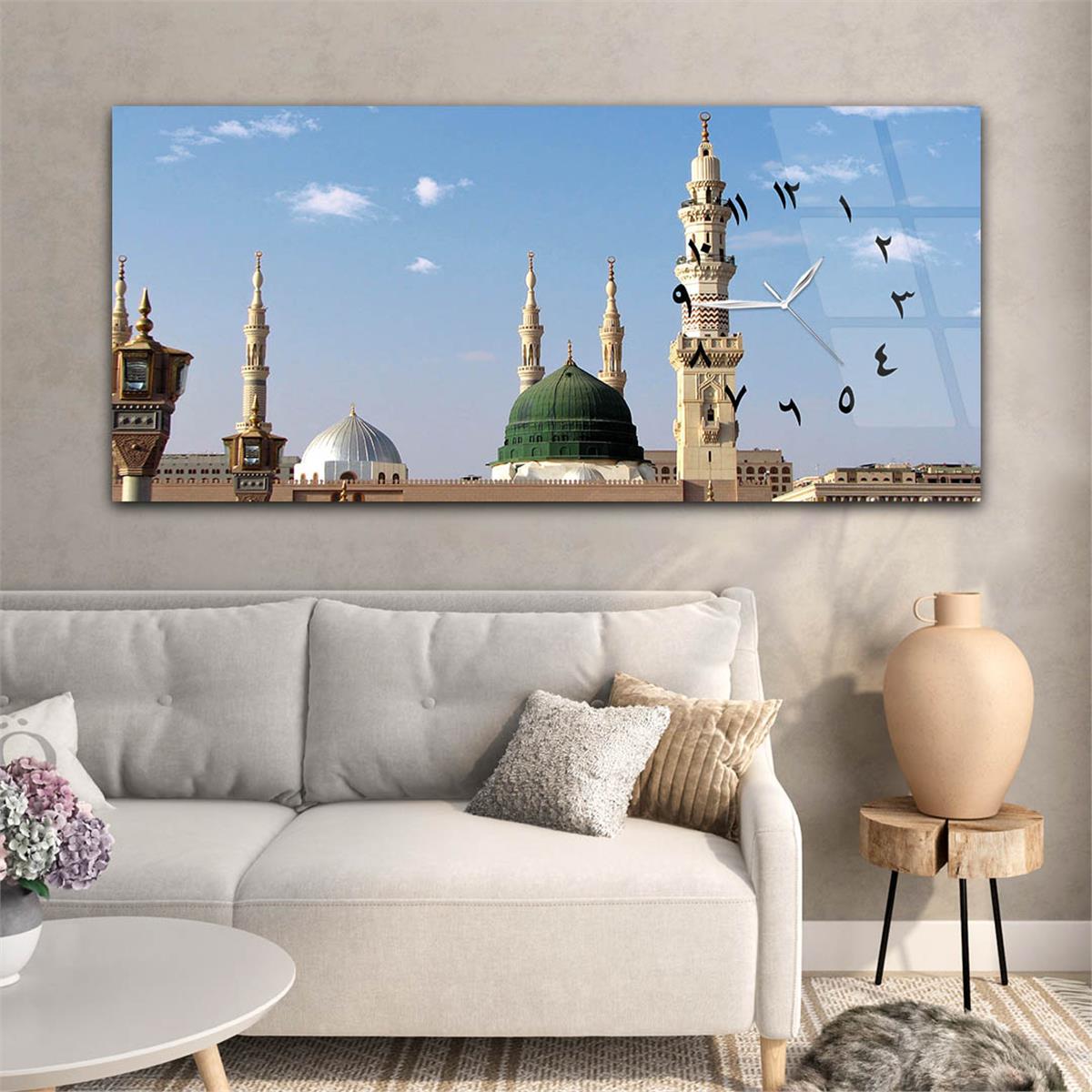 Side-Clock, Religious-Themed Horizontal Glass Wall Painting 027