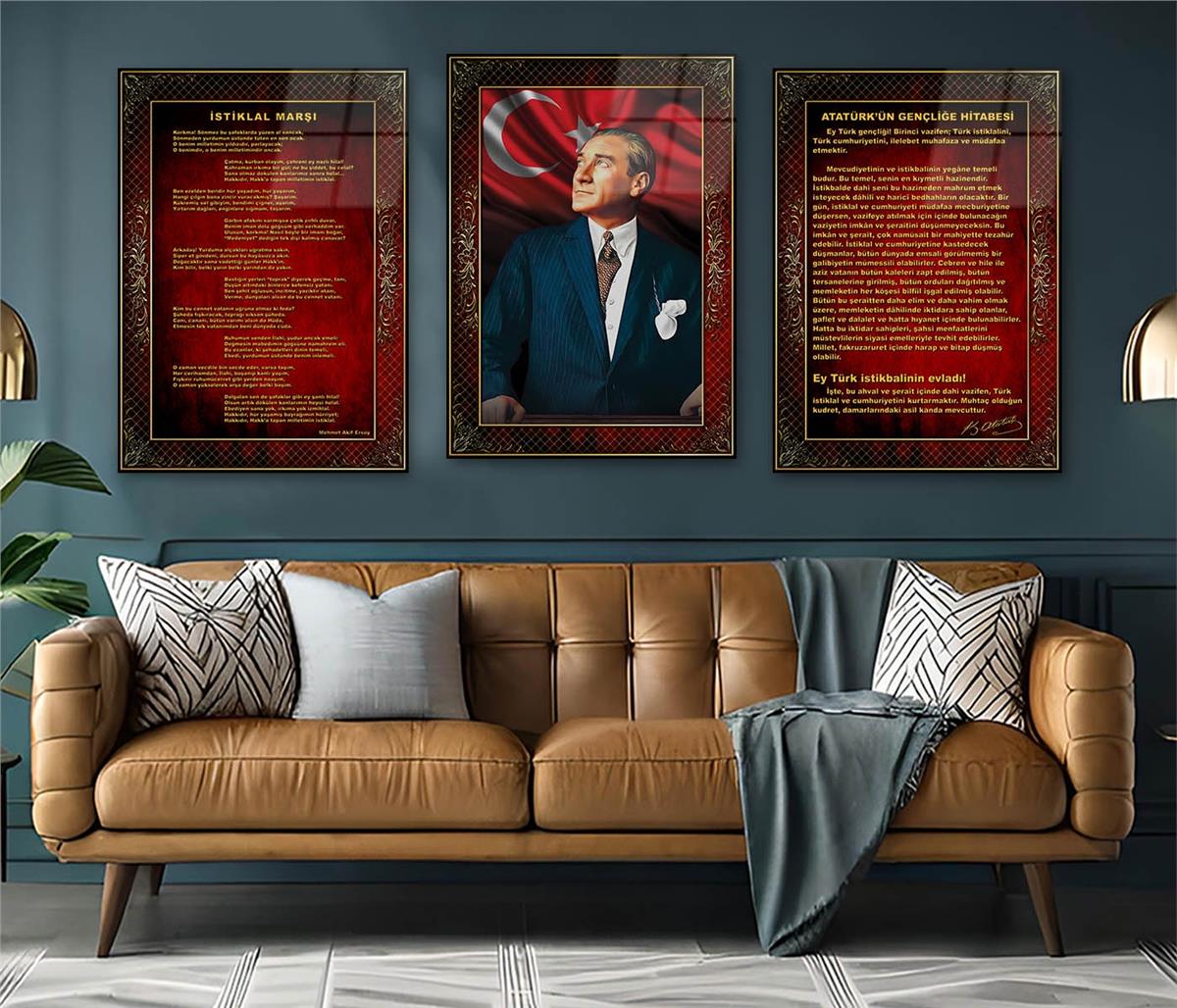  3lü Set VatanTemalı Cam Tablo 17