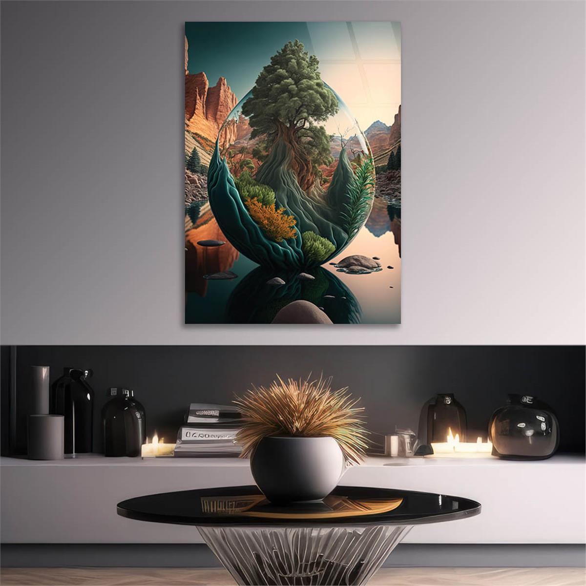 Vertical Tempered Glasss Wall Arts Art-Themed 304