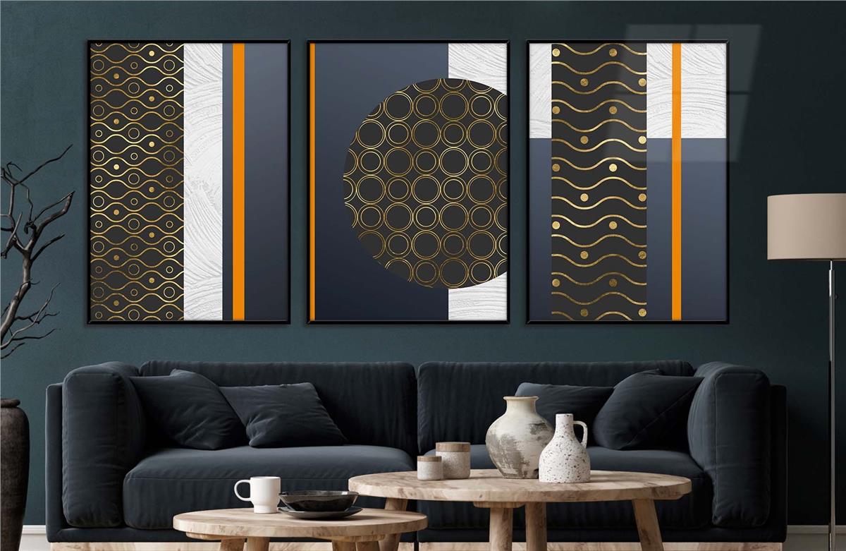 Alüminyum Çerçeveli Sanat Temalı 3lü Set CAM Tablo 0057