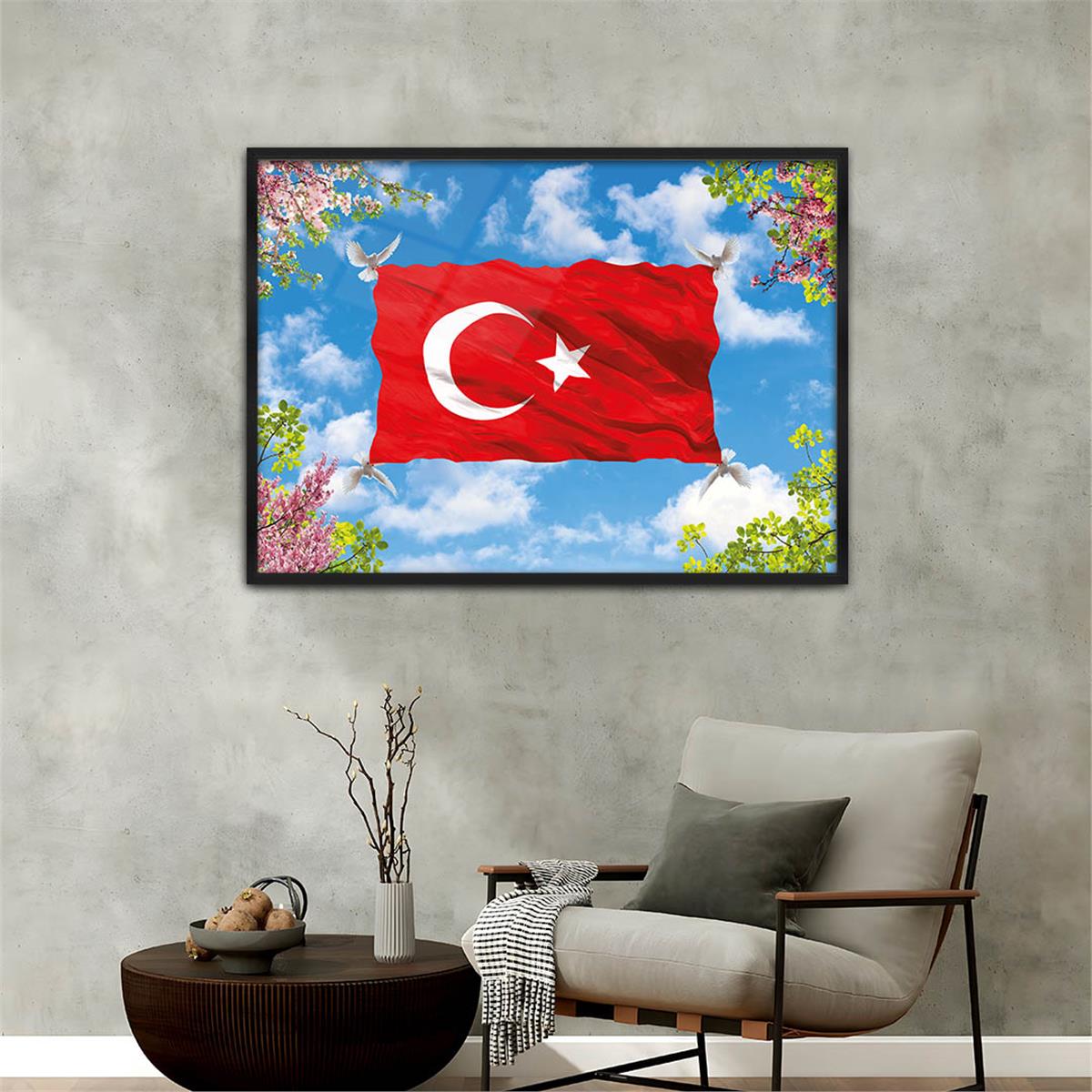 Alüminyum Çerçeveli Vatan Temalı Cam Tablo 057