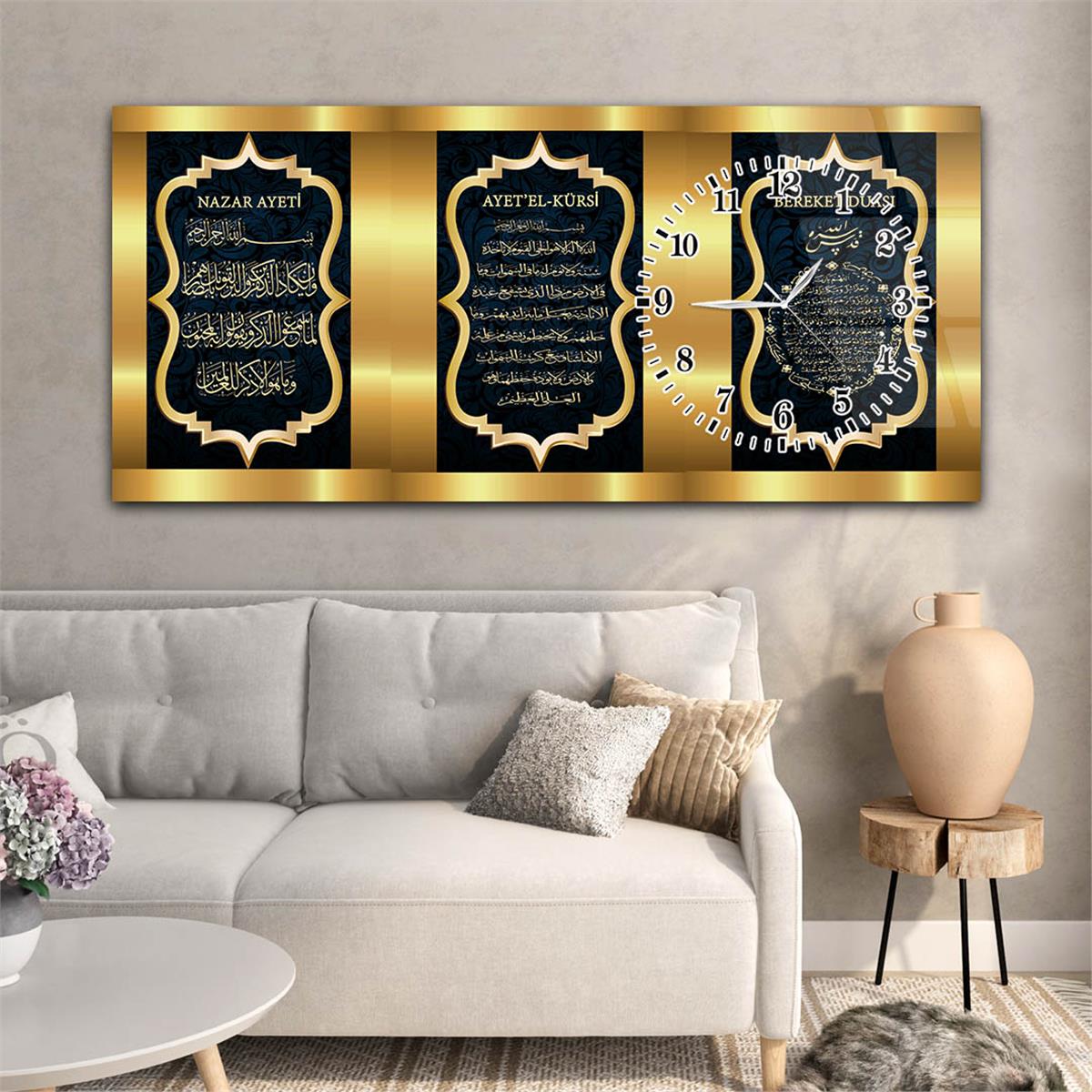 Side-Clock, Religious-Themed Horizontal Glass Wall Painting 042