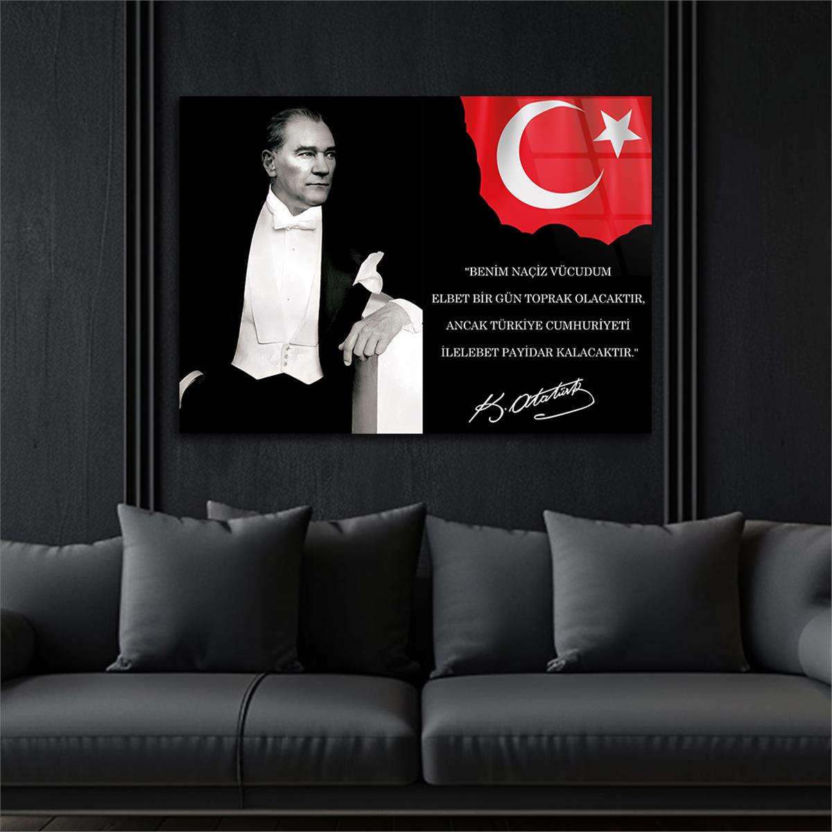 Yatay Vatan Temalı Cam Tablo 93