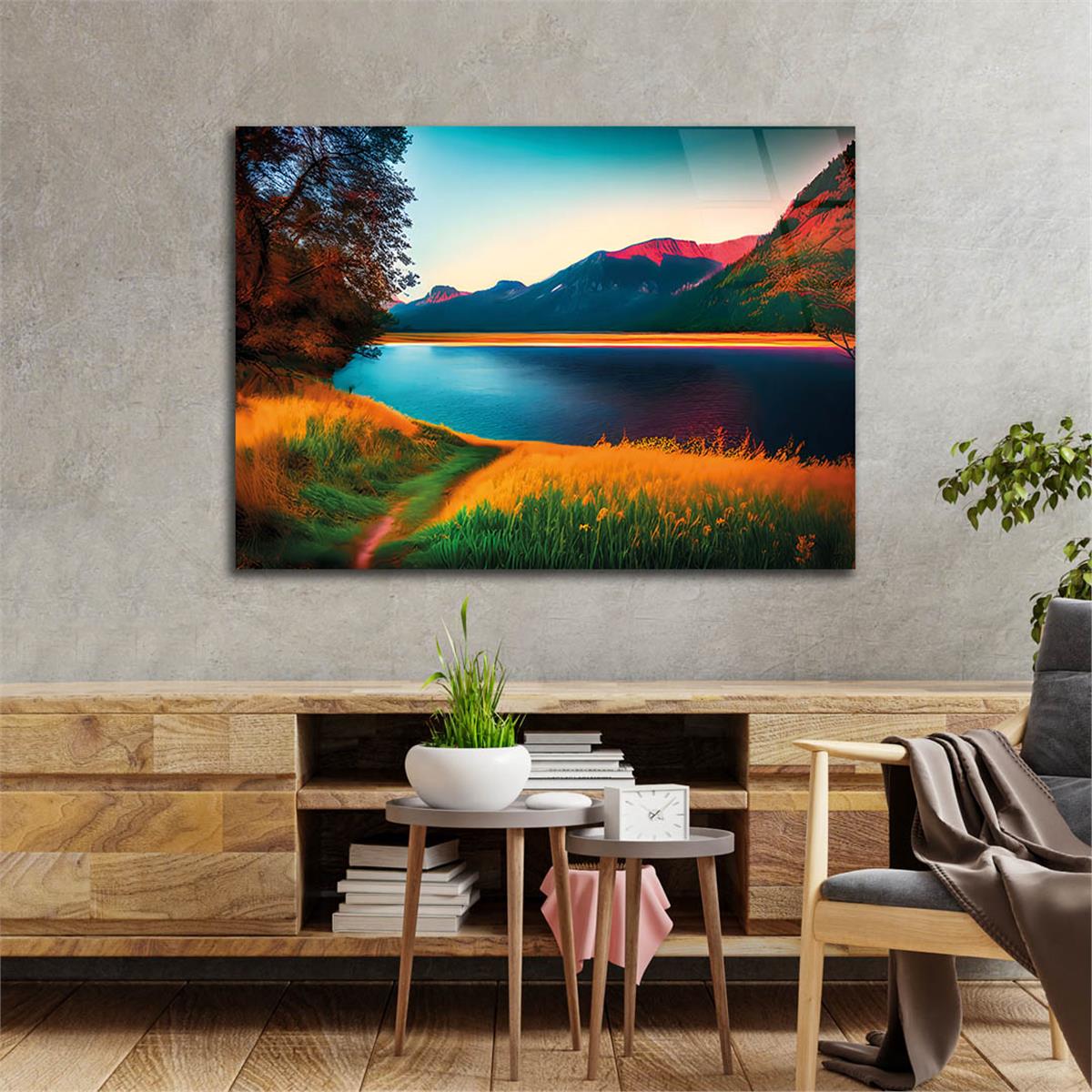 Horizontal Natured-Themed Tempered Glass Wall Art 285