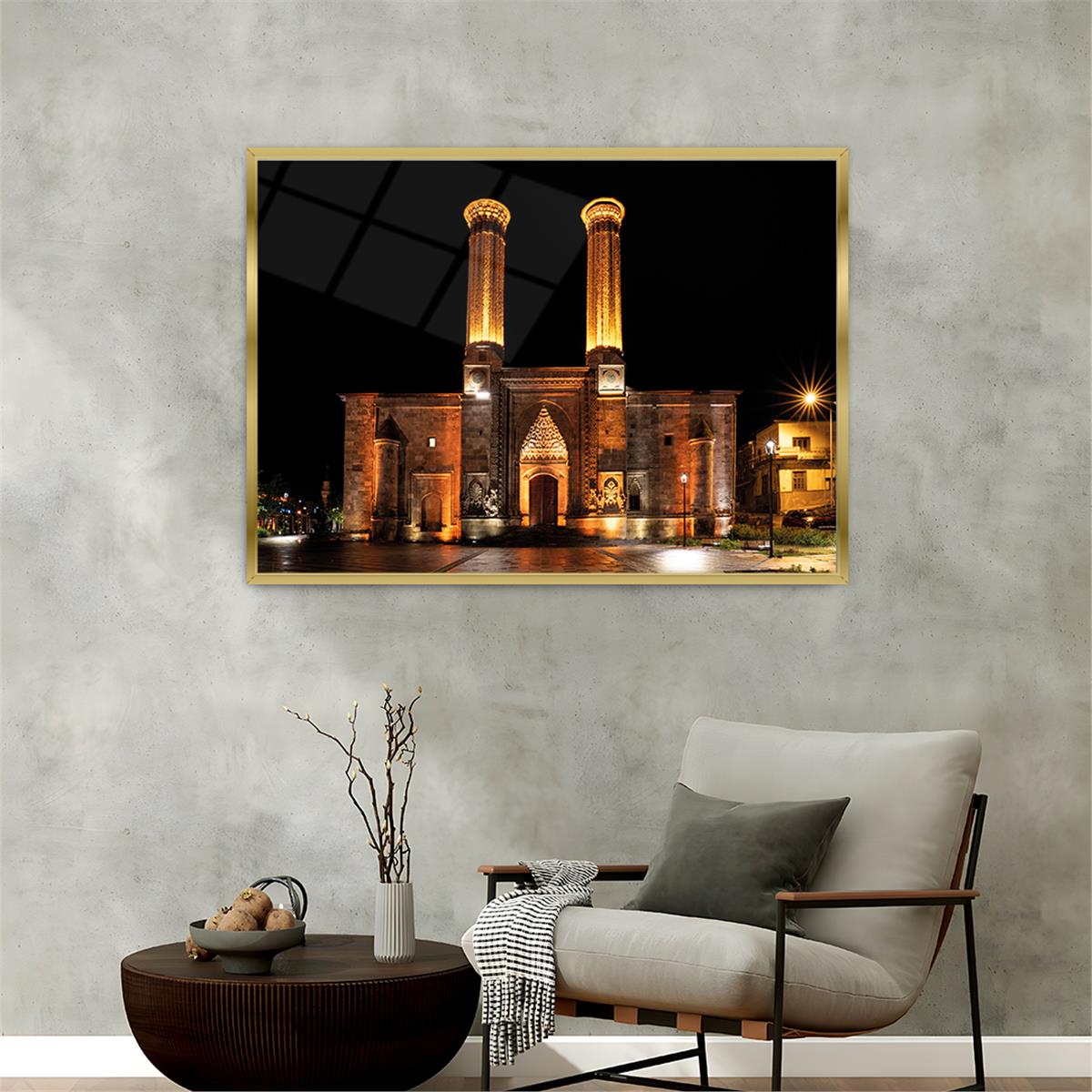 Tableau en verre à thème religieux avec cadre en aluminium  076