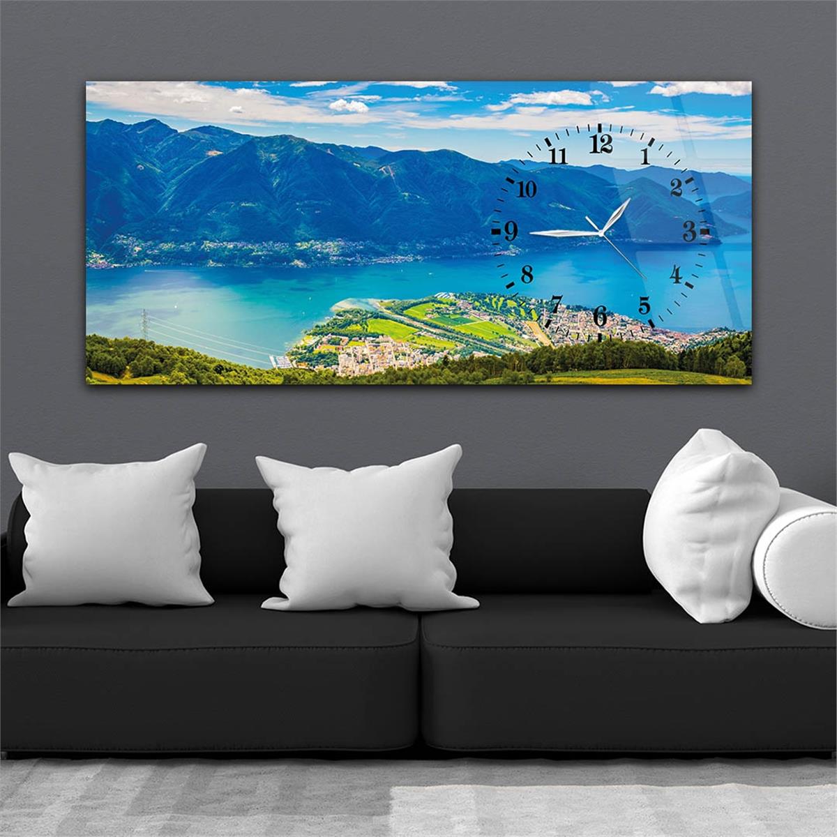 Side-Clock, Art And Nature-Themed Horizontal Glass Wall Painting 030