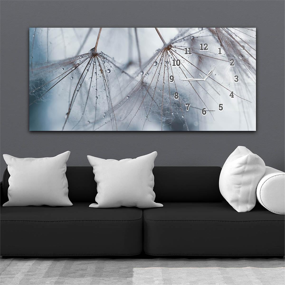 Yatay Saatli Yandan Sanat ve Doğa Temalı Cam Tablo 117