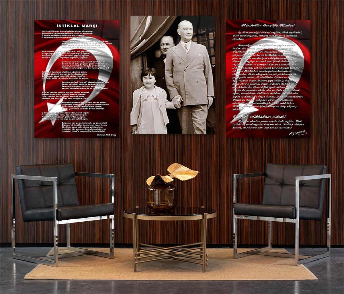  3lü Set VatanTemalı Cam Tablo 30