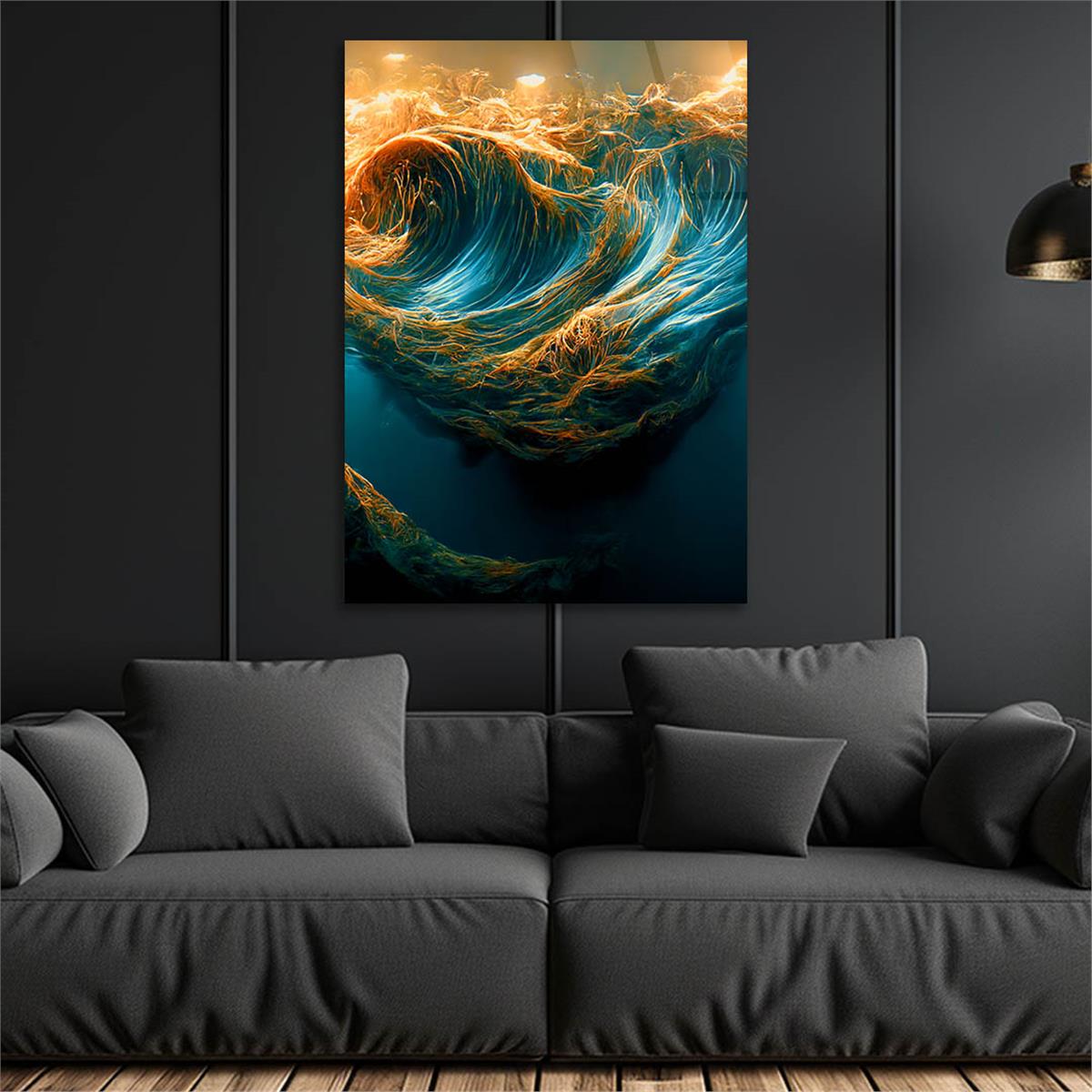 Dikey Sanat Temalı Cam Tablo 554