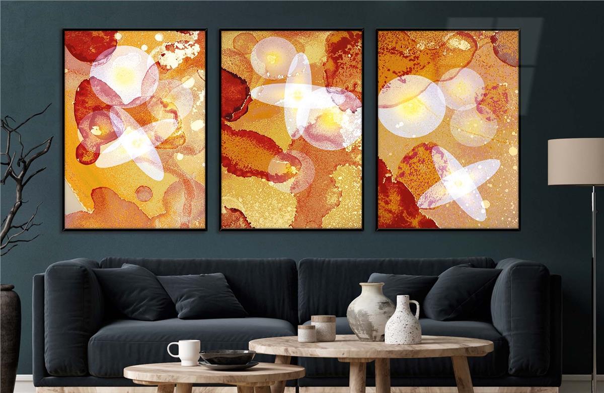 Alüminyum Çerçeveli Sanat Temalı 3lü Set CAM Tablo 0007