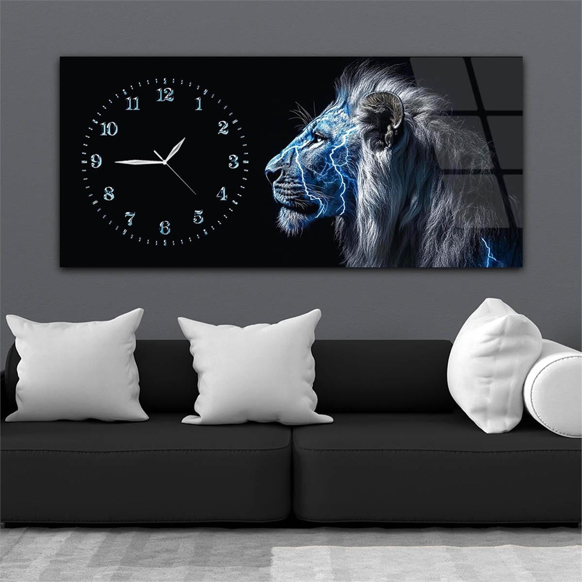 Yatay Saatli Yandan Sanat Temalı Cam Tablo 328