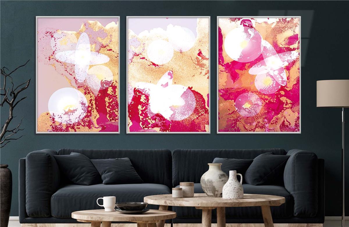Alüminyum Çerçeveli Sanat Temalı 3lü Set CAM Tablo 0004