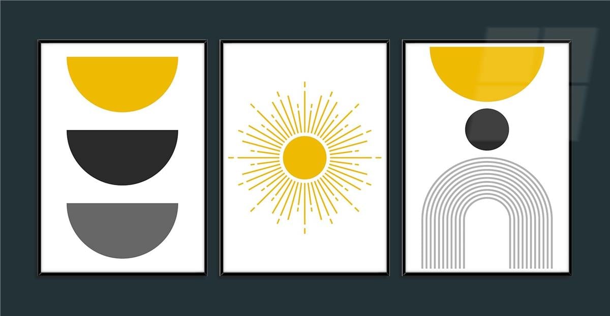 Alüminyum Çerçeveli Sanat Temalı 3lü Set MDF Tablo 0002