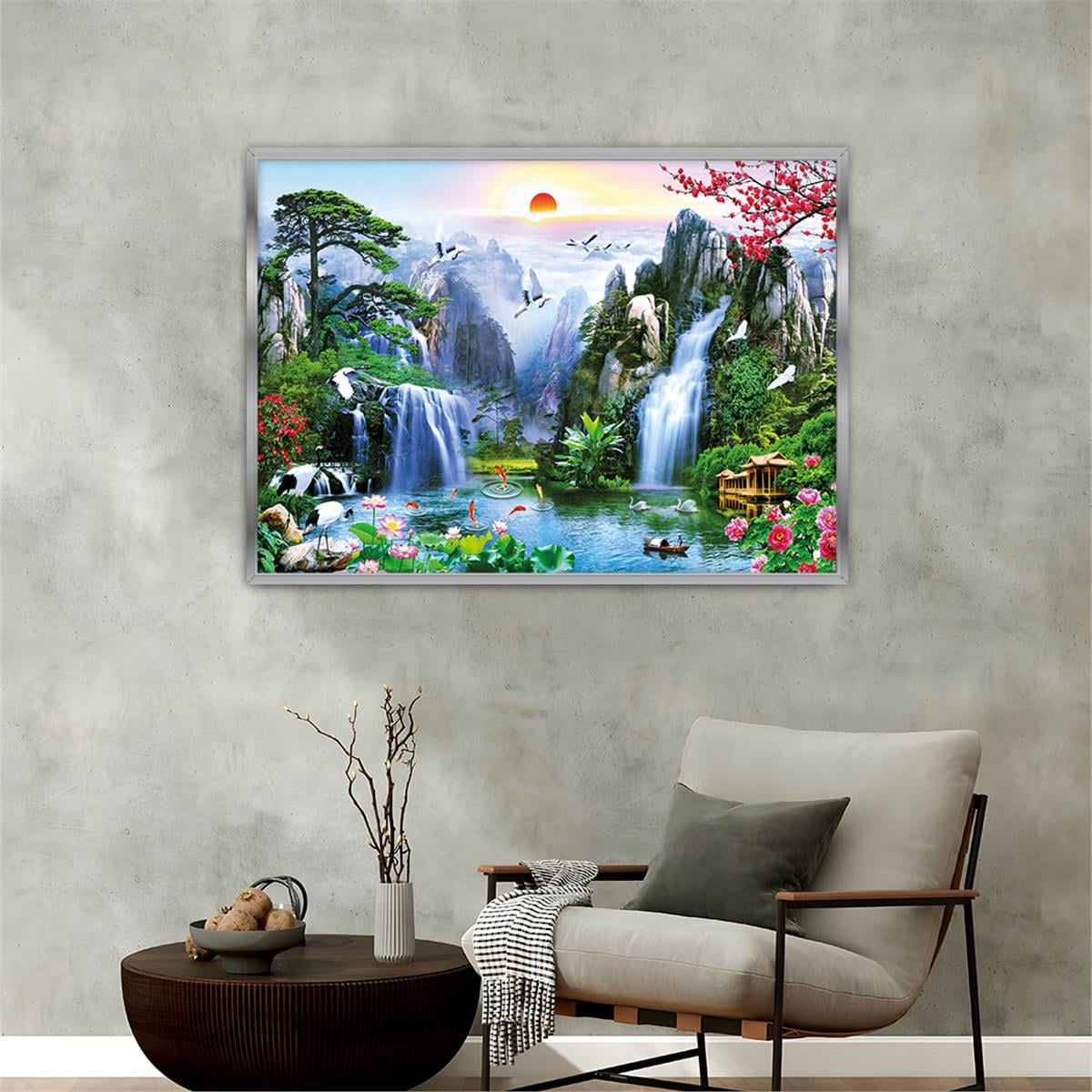 bedrucktes Glas mit Aluminiumrahmen und Natur Themen 