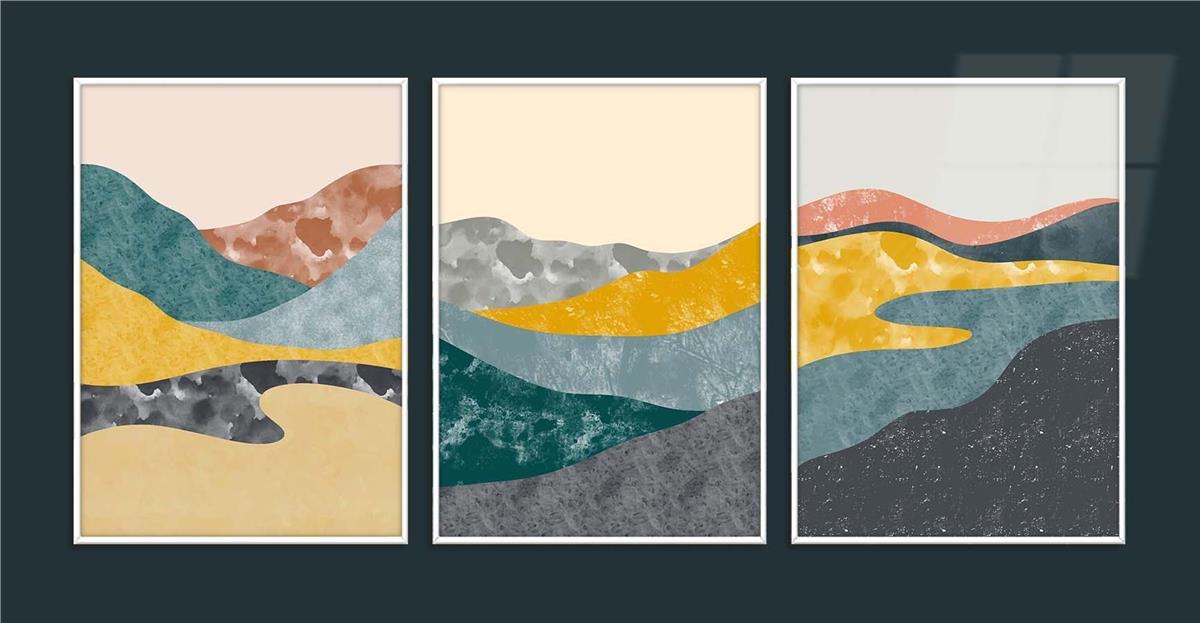 Alüminyum Çerçeveli Sanat Temalı 3lü Set MDF Tablo 0025