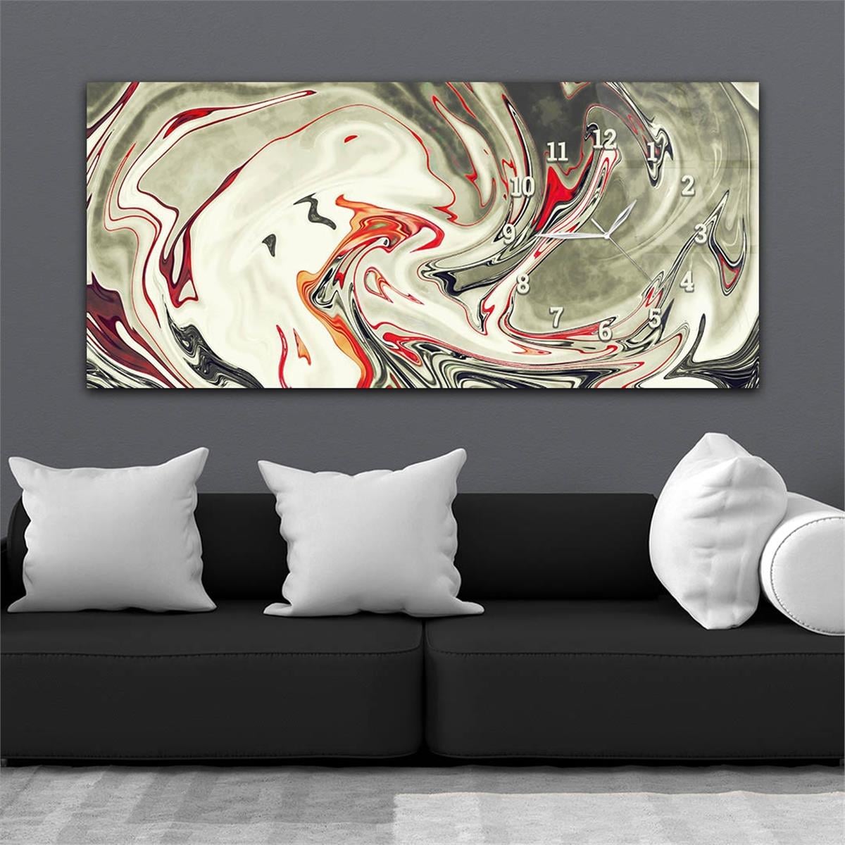 Yatay Saatli Yandan Sanat ve Doğa Temalı Cam Tablo 146