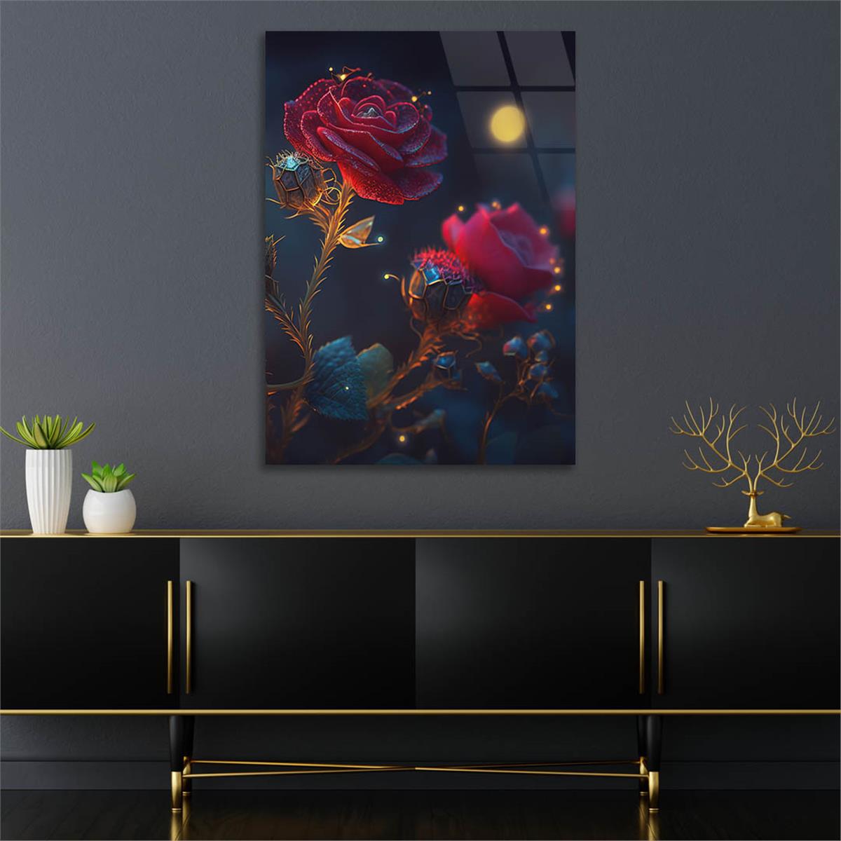 Vertical Tempered Glasss Wall Arts Natured-Themed127