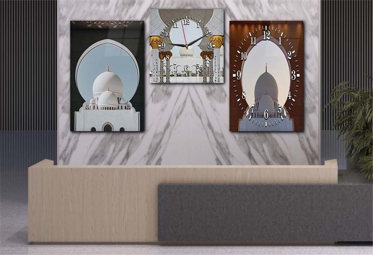 Tempered Glasss Wall Arts Religious-Themed Set with Clock
