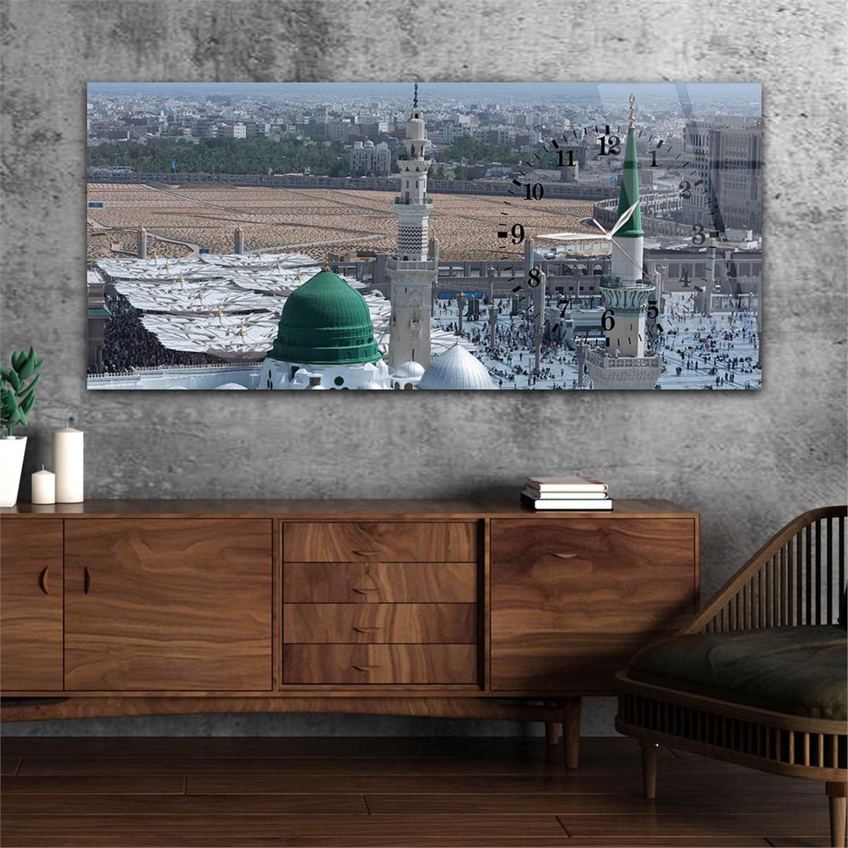 Horizontaal, Aan De Zijkant Voorzien Van Een Klok, Religieus Thema Gehard Glasschilderij 024