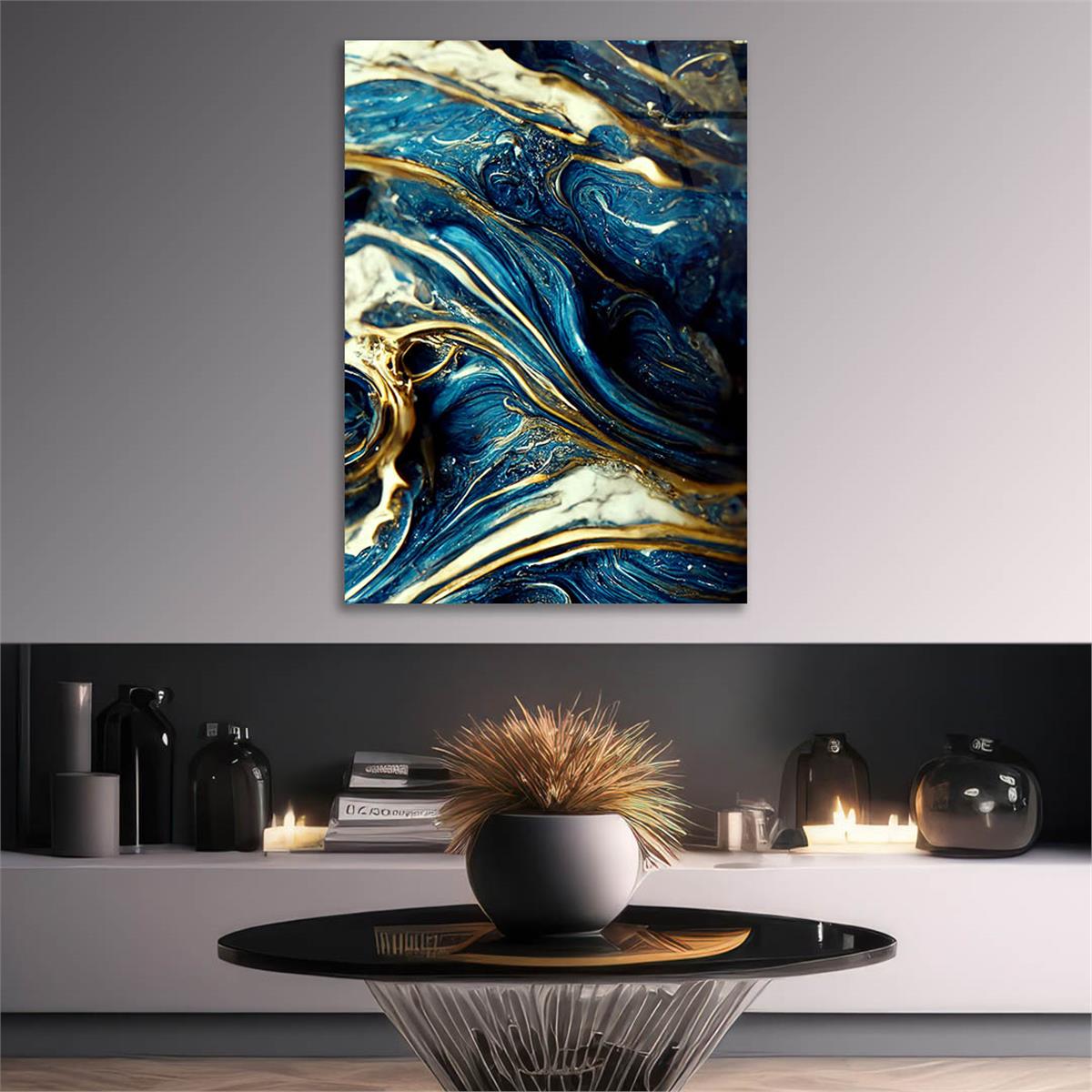 Dikey Sanat Temalı Cam Tablo 558