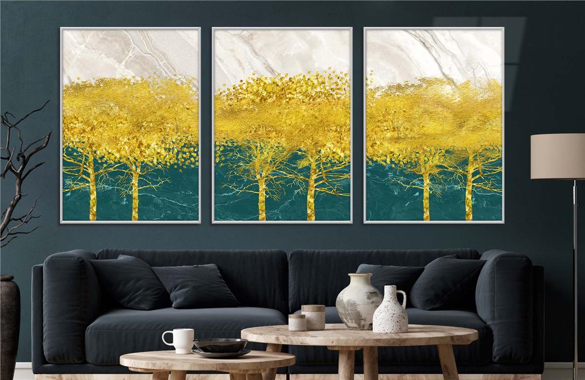 Alüminyum Çerçeveli Sanat Temalı 3lü Set CAM Tablo 0035