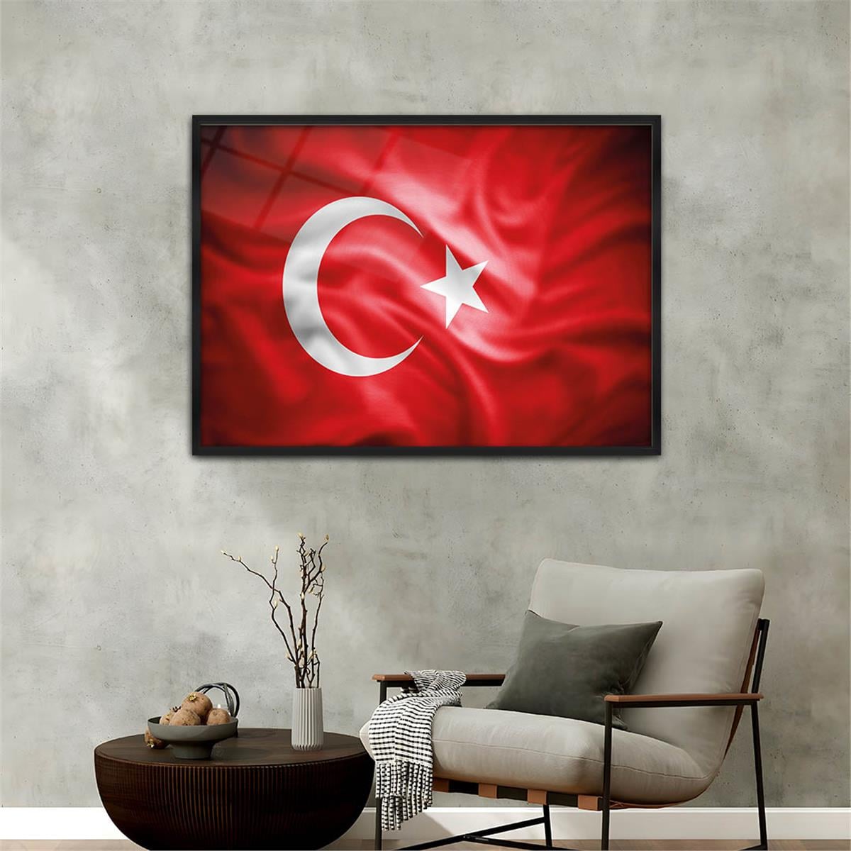 Alüminyum Çerçeveli Vatan Temalı Cam Tablo 053